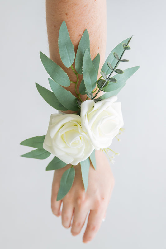 Green + White Corsage