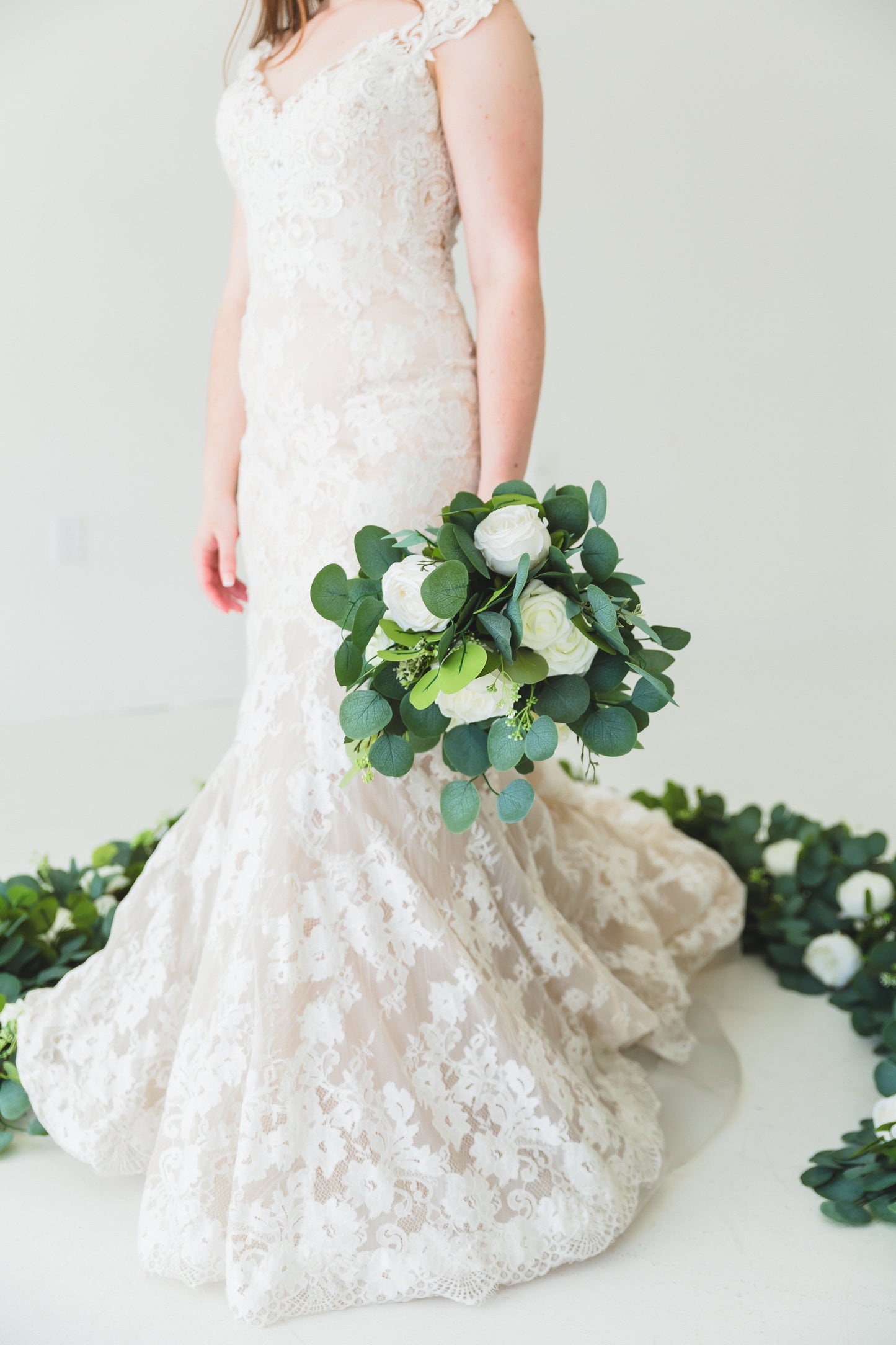 Green + White Bridal Bouquet