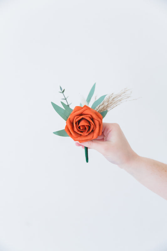 Boho Terracotta Boutonniere