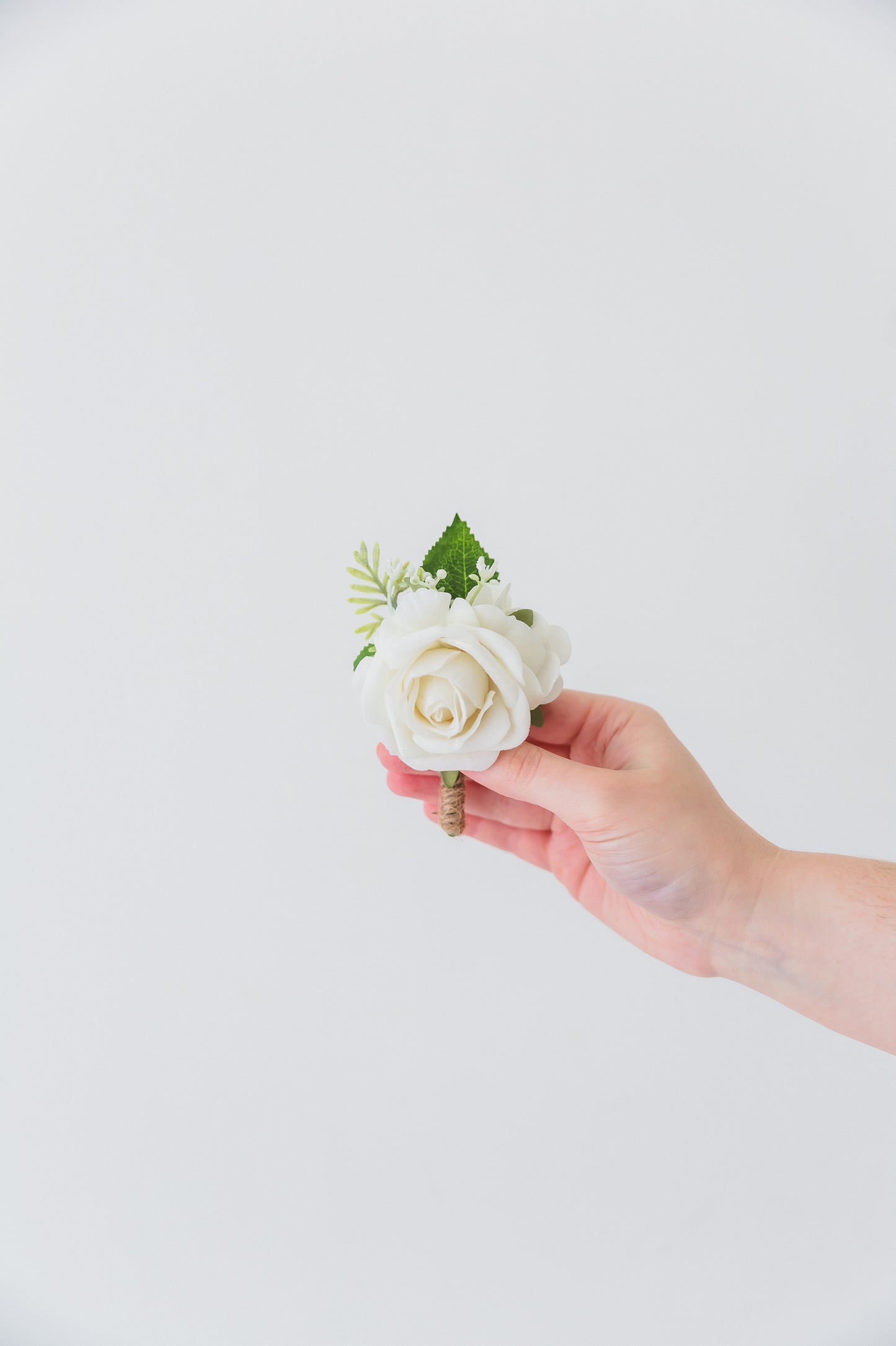 Green + White Rose Boutonniere