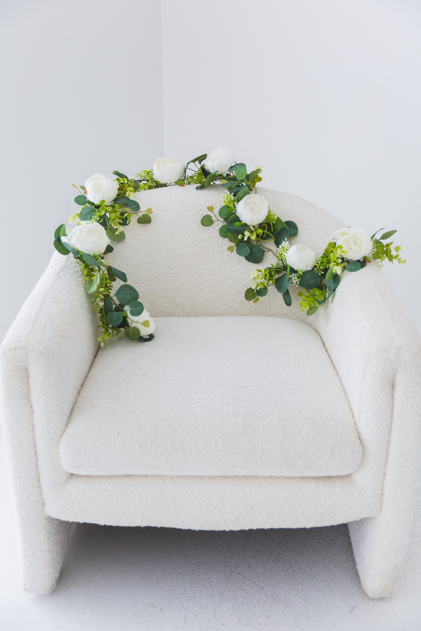 Green + White Peony Garland