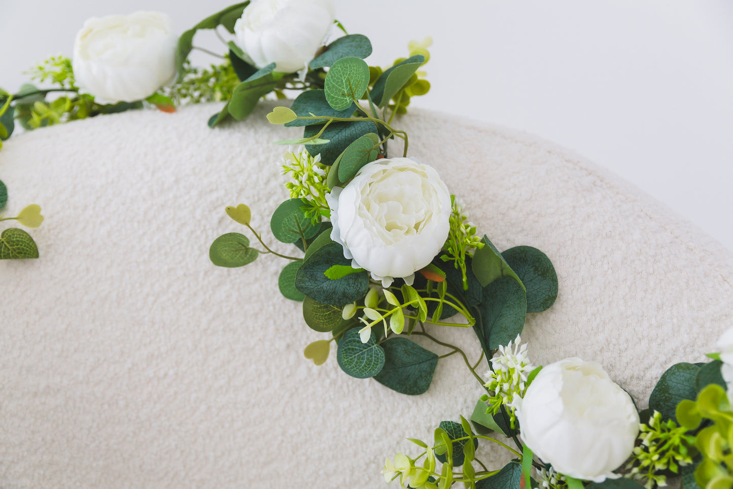 Green + White Peony Garland