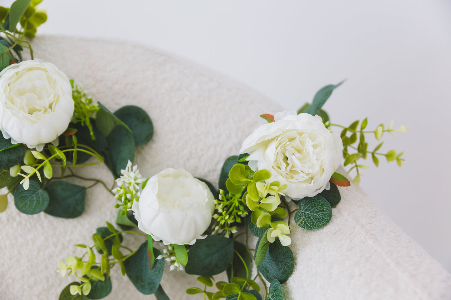 Green + White Peony Garland