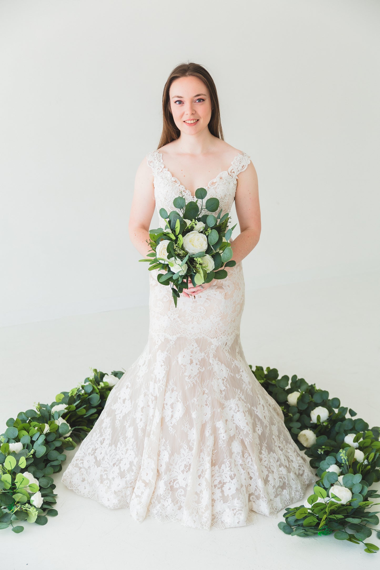 Green + White Bridal Bouquet