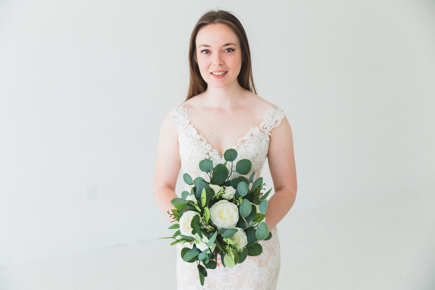 Green + White Bridal Bouquet