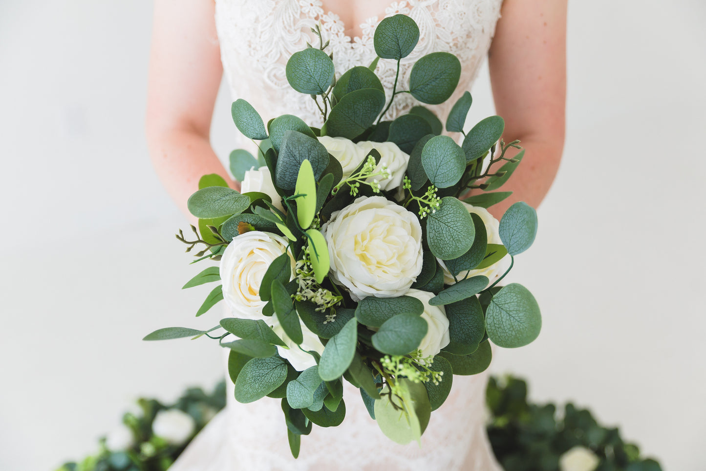 Green + White Bridal Bouquet